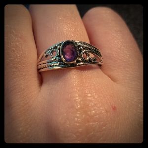 Size 9 Amethyst Ring 925 Sterling Silver